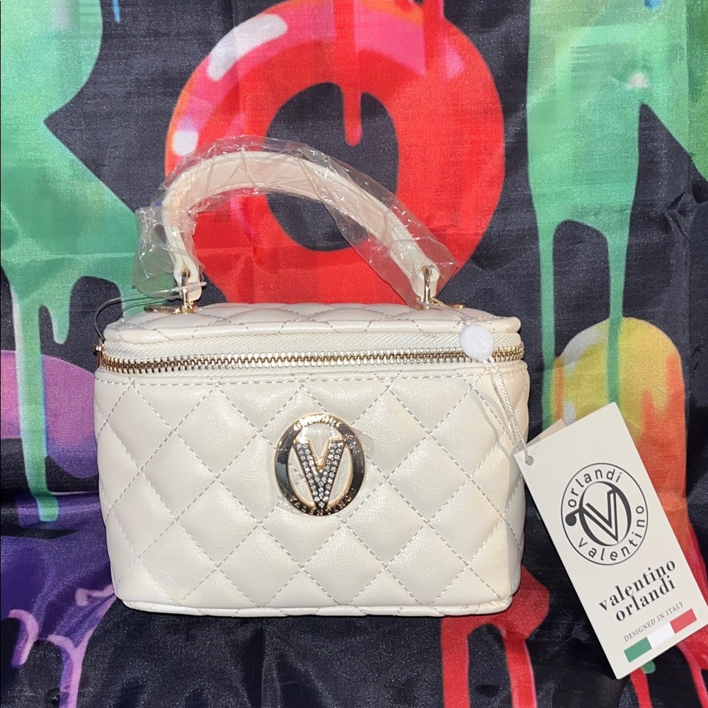 Valentino Orlandi Cream and Gold Quilted Women's Bag